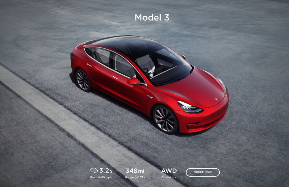 Tesla model 3 order page