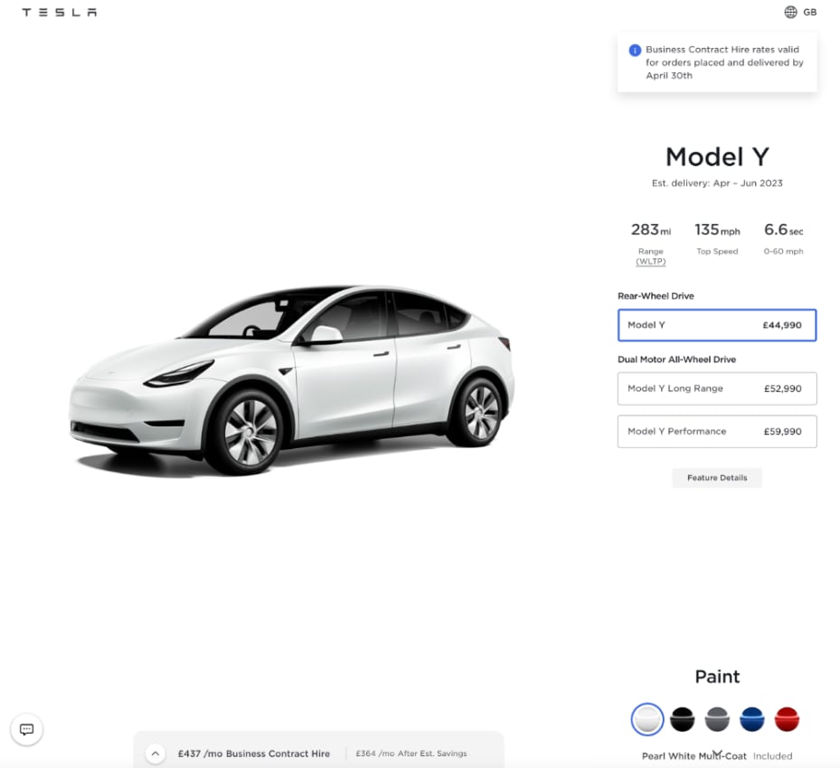 tesla model y price UK